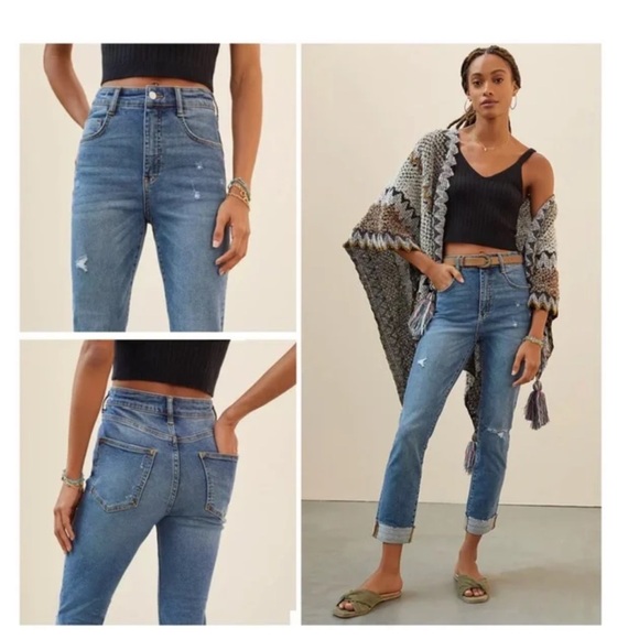 Pilcro Anthropologie High Rise Cigarette Plus Size Jeans Size 26W Med Wash - Picture 1 of 14